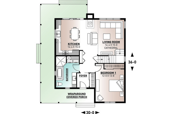 Floor Plan - Main Floor for Farmhouse House Plan #23-2582 - 4 bed, 2 bath