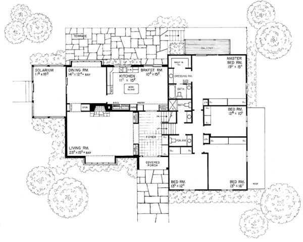 Architectural House Design - Tudor Floor Plan - Main Floor Plan #72-608