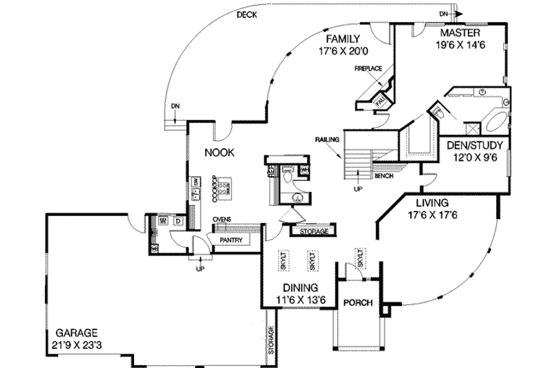 Home Plan - Floor Plan - Main Floor for Bungalow House Plan #60-388 - 4 bed, 2.5 bath