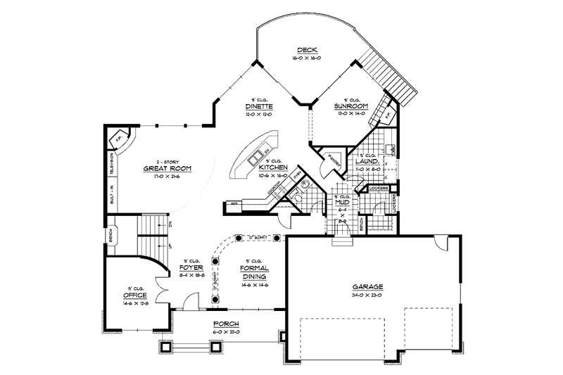 Home Plan - Floor Plan - Main Floor for Colonial House Plan #51-677 - 4 bed, 2.5 bath