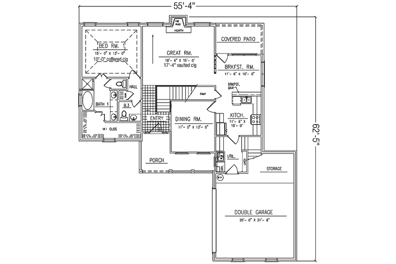 Home Plan - Floor Plan - Main Floor for Country House Plan #42-683 - 4 bed, 2.5 bath