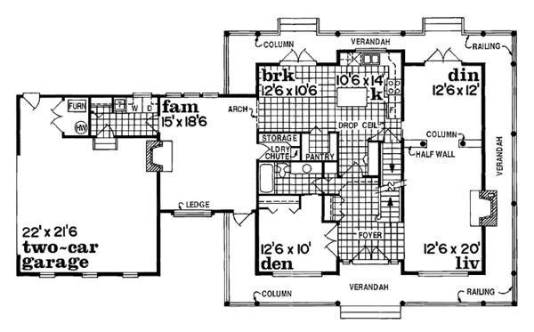 Architectural House Design - Victorian Floor Plan - Main Floor Plan #47-859