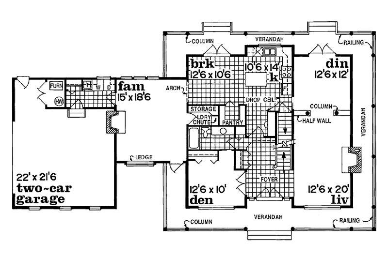 Home Plan - Floor Plan - Main Floor for Victorian House Plan #47-859 - 4 bed, 3 bath