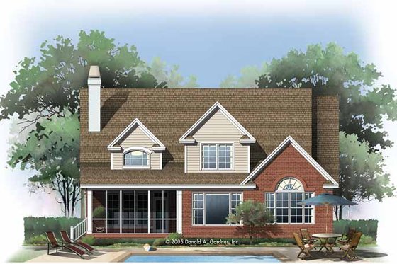 Exterior - Rear Elevation for Traditional House Plan #929-775 - 3 bed, 2.5 bath