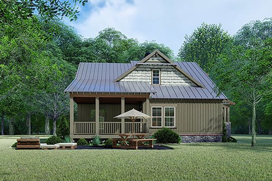 Exterior - Rear Elevation for Craftsman House Plan #923-141 - 3 bed, 2 bath