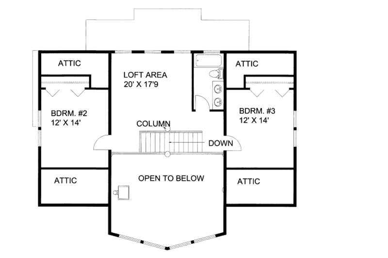 Home Plan - Floor Plan - Upper Floor for Cabin House Plan #117-770 - 3 bed, 2.5 bath