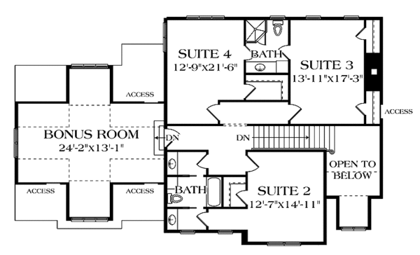 Architectural House Design - Craftsman Floor Plan - Upper Floor Plan #453-558