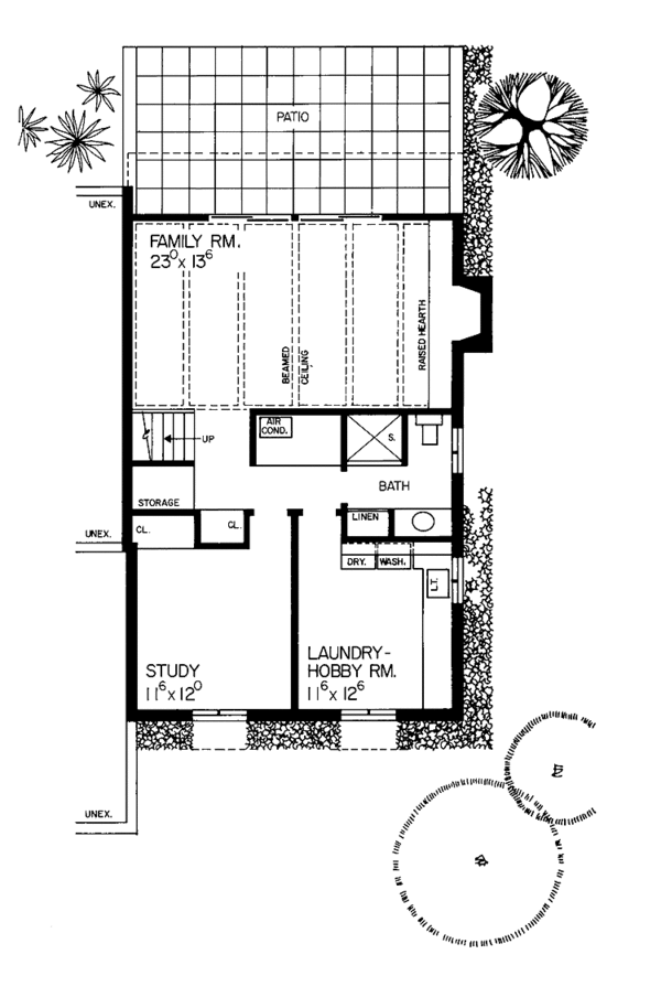 Architectural House Design - Adobe / Southwestern Floor Plan - Lower Floor Plan #72-584
