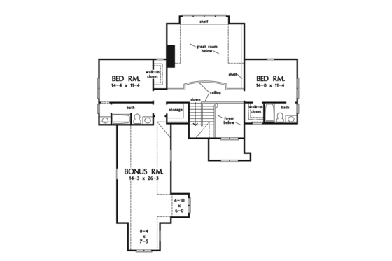 Floor Plan - Upper Floor for European House Plan #929-922 - 3 bed, 3.5 bath