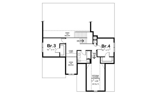 Floor Plan - Upper Floor for Cottage House Plan #20-2315 - 4 bed, 3 bath