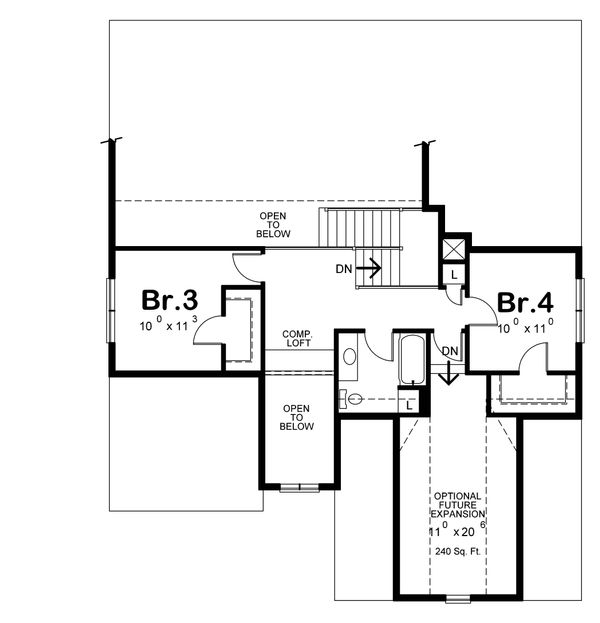 House Plan Design - Cottage Floor Plan - Upper Floor Plan #20-2315
