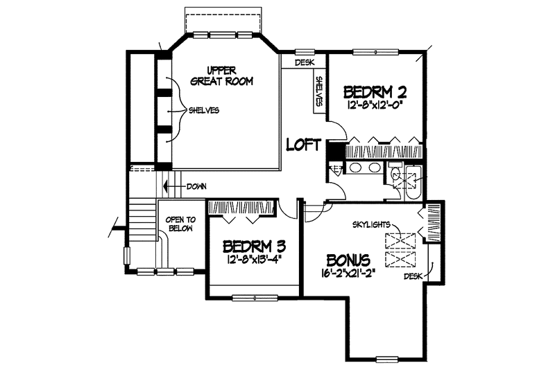 Home Plan - Floor Plan - Upper Floor for Country House Plan #320-653 - 3 bed, 2.5 bath