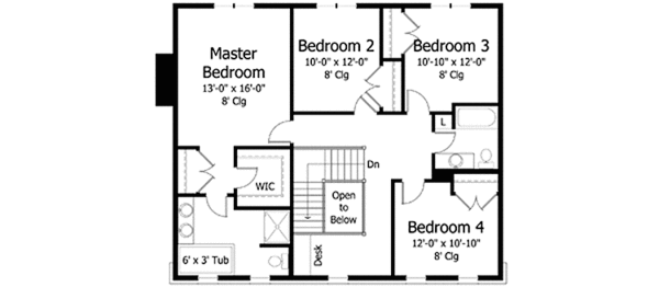 Home Plan - Colonial Floor Plan - Upper Floor Plan #51-1008