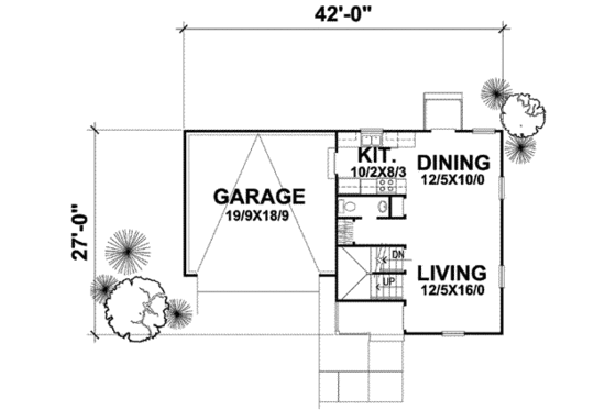 Floor Plan - Main Floor for Traditional House Plan #50-273 - 3 bed, 1.5 bath