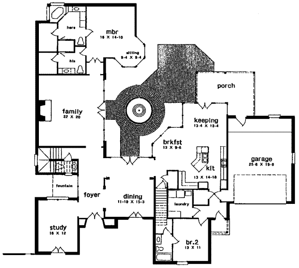 House Blueprint - European Floor Plan - Main Floor Plan #301-116
