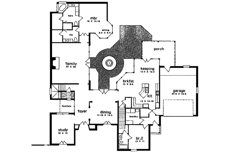 Home Plan - Floor Plan - Main Floor for European House Plan #301-116 - 4 bed, 4.5 bath