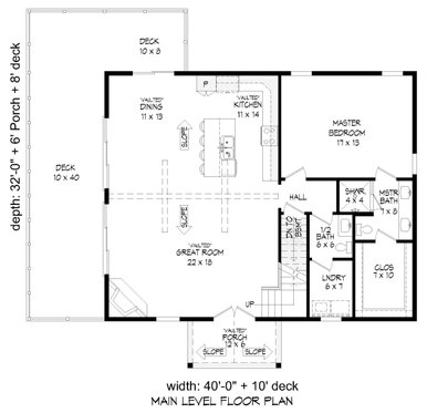 Floor Plan - Main Floor for Farmhouse House Plan #932-387 - 4 bed, 3.5 bath