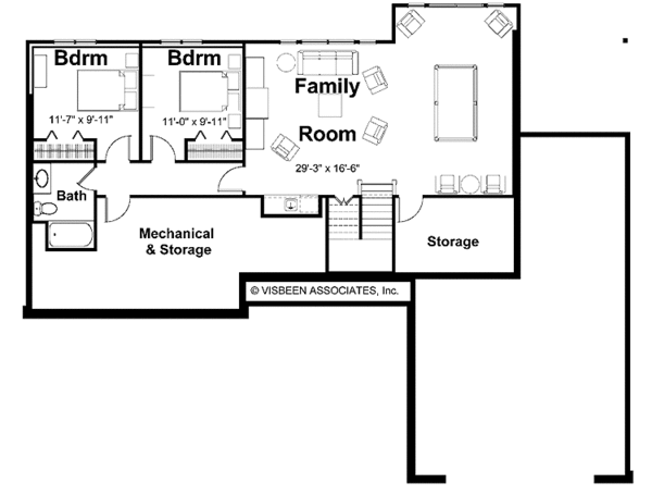 Architectural House Design - Craftsman Floor Plan - Lower Floor Plan #928-126