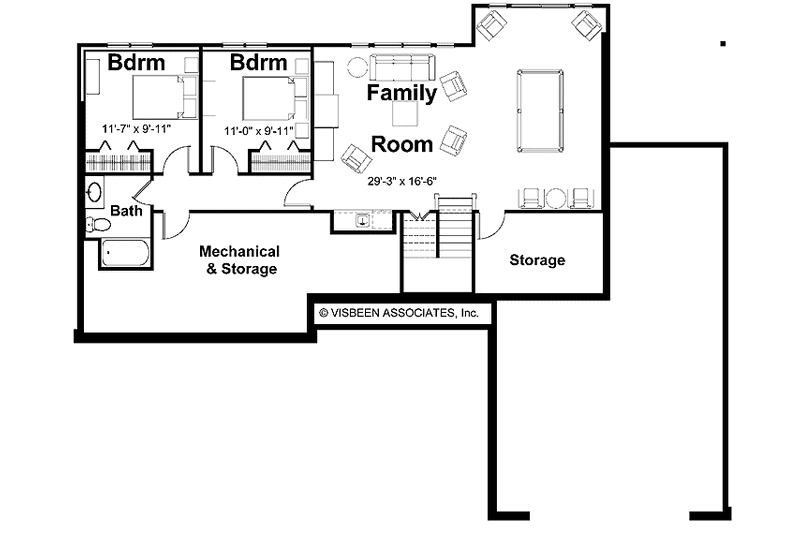 Home Plan - Floor Plan - Lower Floor for Craftsman House Plan #928-126 - 4 bed, 3.5 bath