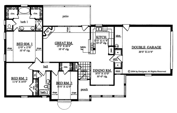 House Plan Design - Country Floor Plan - Main Floor Plan #42-414