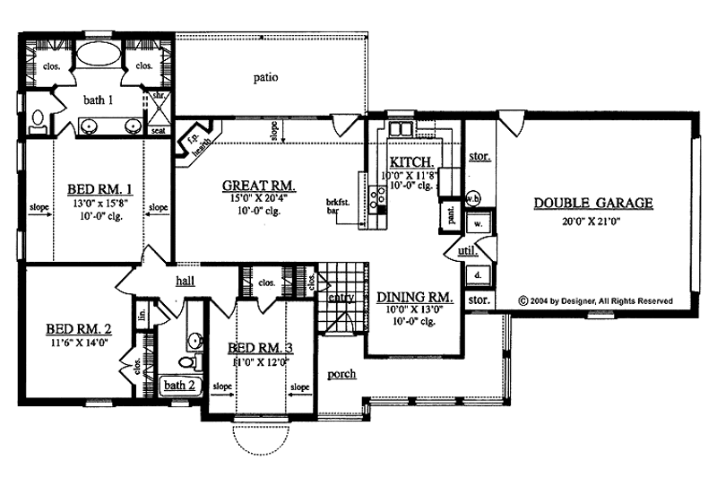 Home Plan - Floor Plan - Main Floor for Country House Plan #42-414 - 3 bed, 2 bath