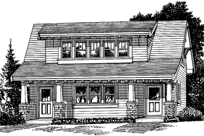 Architectural House Design - Craftsman Exterior - Front Elevation Plan #47-1088