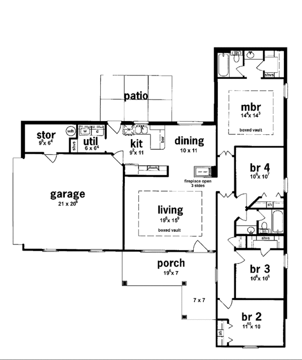 Dream House Plan - Ranch Floor Plan - Main Floor Plan #36-578
