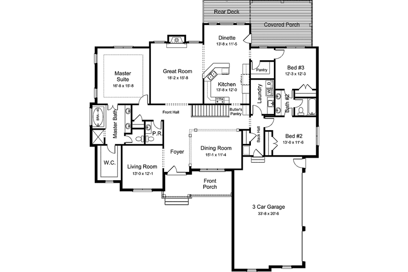 House Design - Floor Plan - Main Floor for European House Plan #994-32 - 3 bed, 2.5 bath