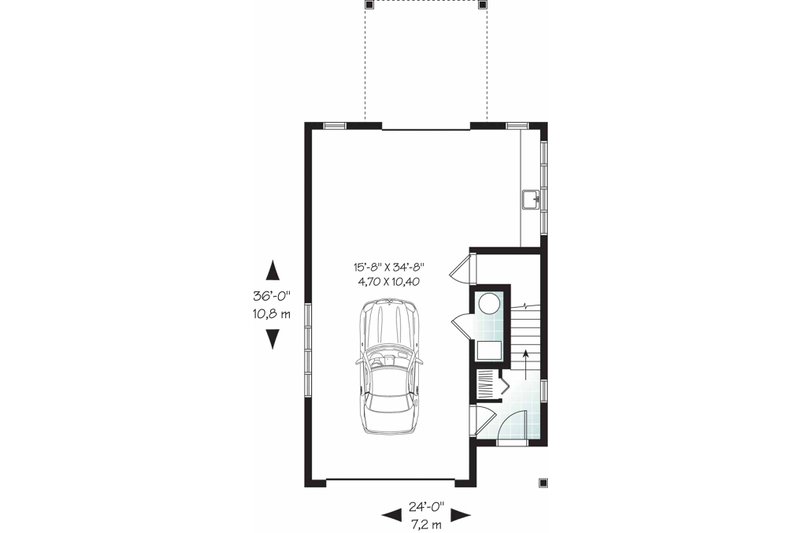 House Blueprint - Floor Plan - Lower Floor for Country House Plan #23-2461 - 1 bed, 1.5 bath