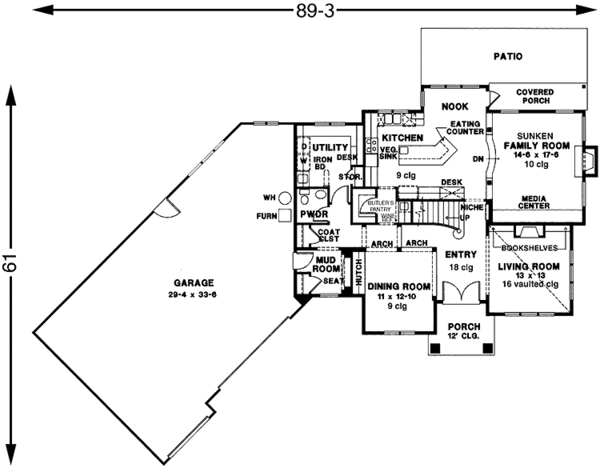 Architectural House Design - European Floor Plan - Main Floor Plan #966-59