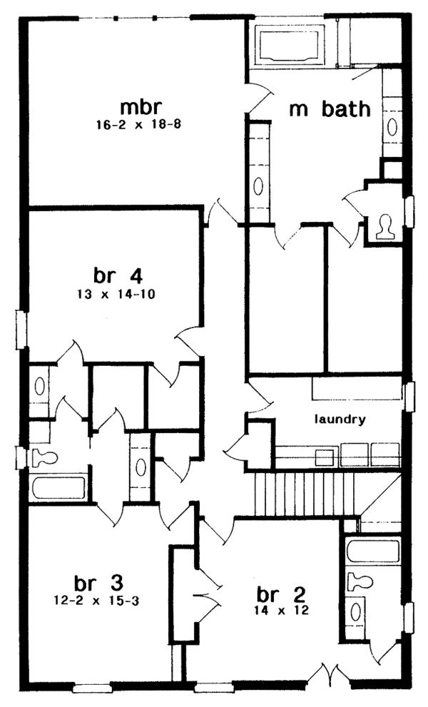 Architectural House Design - European Floor Plan - Upper Floor Plan #301-137