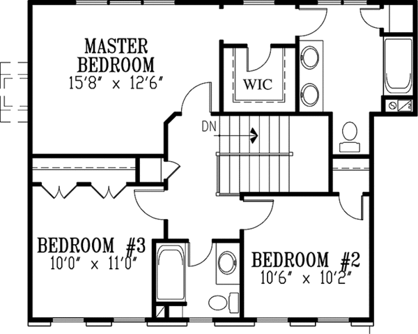 House Design - Colonial Floor Plan - Upper Floor Plan #953-89