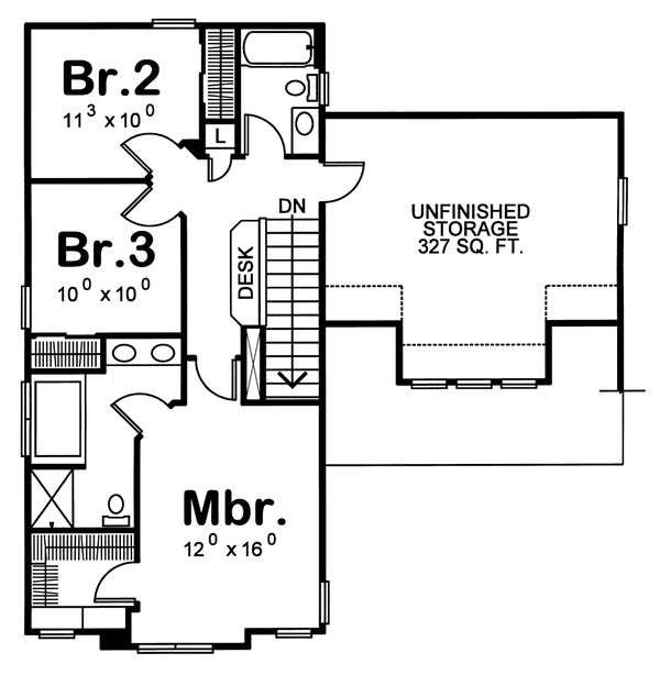 Craftsman Floor Plan - Upper Floor Plan #20-1213