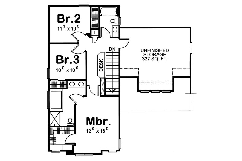 Home Plan - Floor Plan - Upper Floor for Craftsman House Plan #20-1213 - 3 bed, 2.5 bath