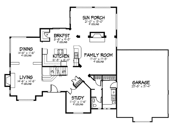 Home Plan - Traditional Floor Plan - Main Floor Plan #320-890