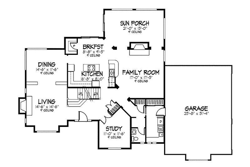 Home Plan - Floor Plan - Main Floor for Traditional House Plan #320-890 - 4 bed, 2.5 bath