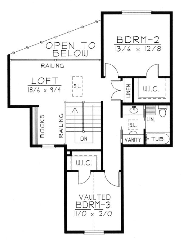 Architectural House Design - Traditional Floor Plan - Upper Floor Plan #1037-8