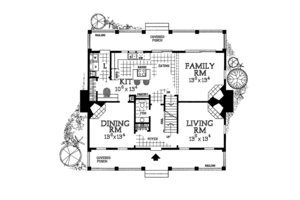 Floor Plan - Main Floor for Country House Plan #72-974 - 3 bed, 2.5 bath