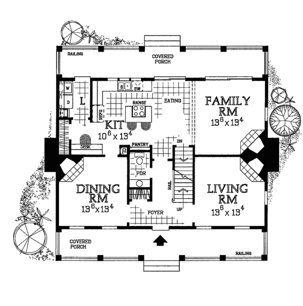 Architectural House Design - Country Floor Plan - Main Floor Plan #72-974