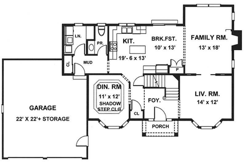 Dream House Plan - Floor Plan - Main Floor for Colonial House Plan #1001-102 - 4 bed, 2.5 bath