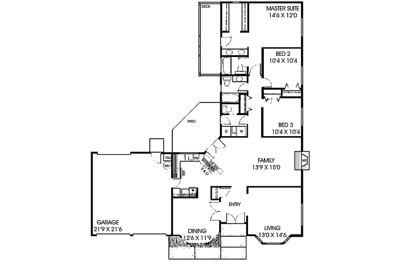 House Blueprint - Floor Plan - Main Floor for Traditional House Plan #60-878 - 3 bed, 2.5 bath
