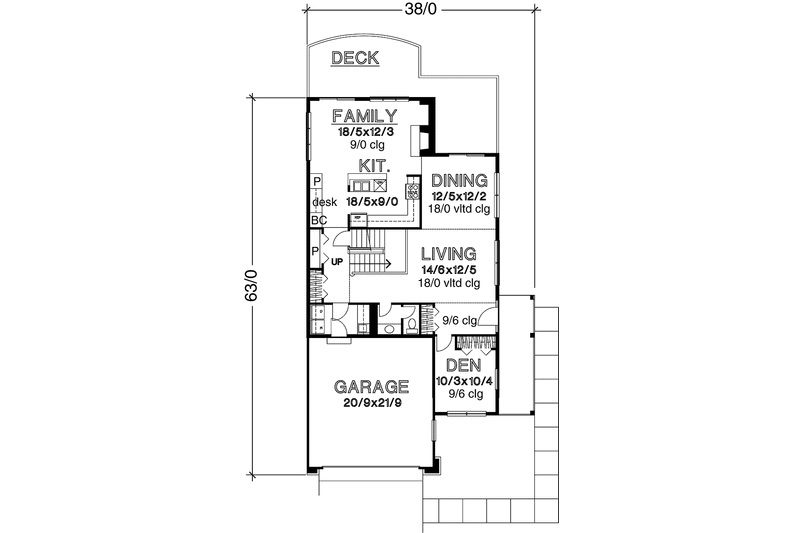 Home Plan - Floor Plan - Main Floor for Prairie House Plan #320-1405 - 3 bed, 2.5 bath