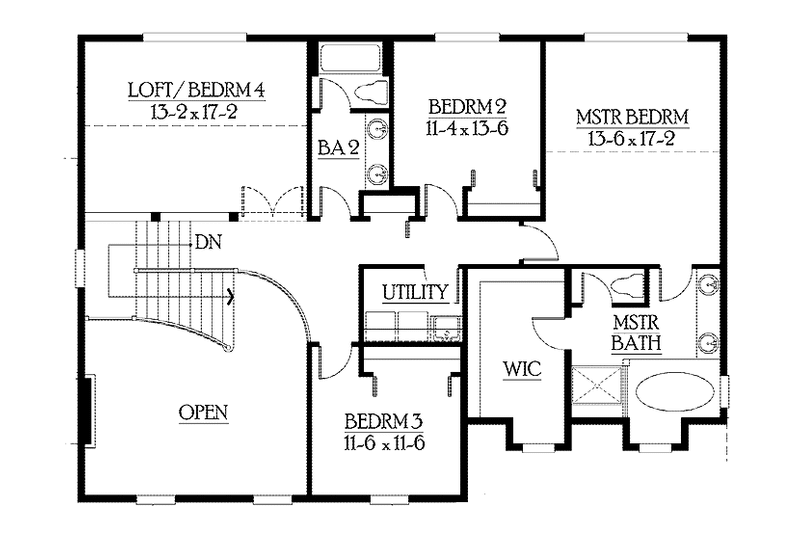 Architectural House Design - Floor Plan - Upper Floor for Craftsman House Plan #132-370 - 4 bed, 3.5 bath