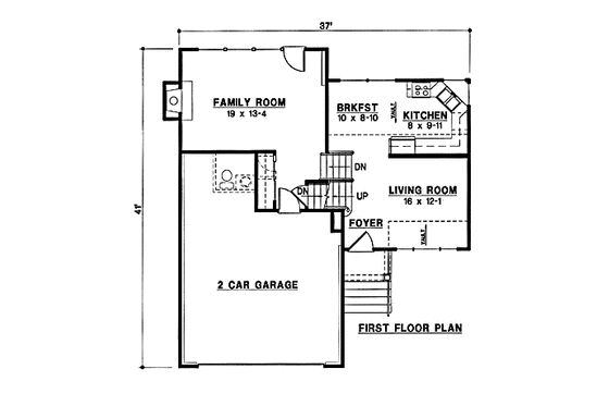 Floor Plan - Main Floor for Traditional House Plan #67-142 - 3 bed, 2 bath