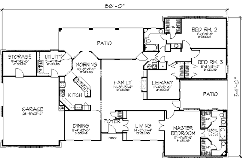 Home Plan - Floor Plan - Main Floor for European House Plan #320-391 - 3 bed, 2 bath