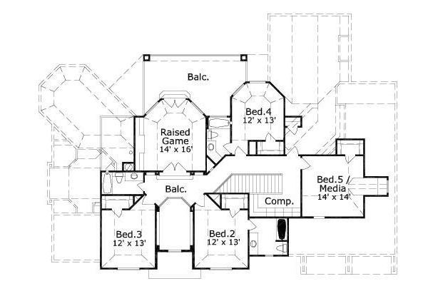 European Floor Plan - Upper Floor Plan #411-521