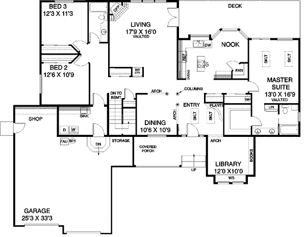 House Plan Design - Traditional Floor Plan - Main Floor Plan #60-263