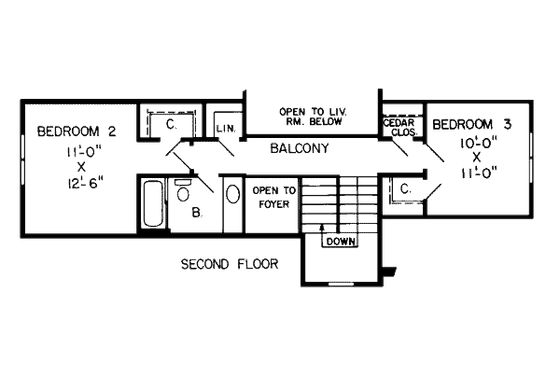 Floor Plan - Upper Floor for Traditional House Plan #312-790 - 3 bed, 2.5 bath