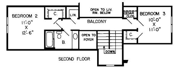 Traditional Floor Plan - Upper Floor Plan #312-790