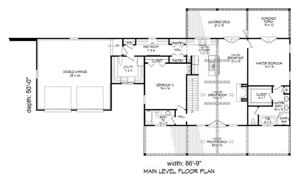 Country Floor Plan - Main Floor Plan #932-36